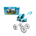 ÇOK SATAN Büyük Tekerlekli Tenteli Katlanabilir Metal Oyuncak Bebek Puseti Premium Lüx Mavi