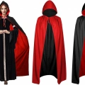ÇOK SATAN Çift Taraflı Kullanılabilir Siyah Kırmızı Kapişonlu Pelerin 140 cm Yetişkin