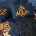 ÇOK SATAN Cotton Box Palace Saten Çift Kişilik Nevresim Takımı Tutsu Lacivert