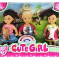 ÇOK SATAN Cute Girl Mini Bebek ve Evcil Hayvan Üçlü Set