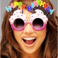 ÇOK SATAN Happy Birthday Yazılı Pembe Fuşya Renk Parti Gözlüğü 12x7 cm