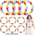 ÇOK SATAN Hawaii Çiçekli Boyun Kolyesi - Renkli Tropikal Parti Leisi 12 Adet