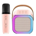 ÇOK SATAN Karaoke Kablosuz Hoparlör Mikrofonlu Rgb Işıklı Bluetooth Speaker Tf Kart/usb Pembe