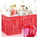ÇOK SATAN Kendinden Yapışkanlı Kırmızı Metalize Püsküllü Masa Eteği