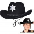 ÇOK SATAN Kovboy Şerif Şapkası Siyah 12 Adet - Kostüm, Parti ve Gösteri Şapkası