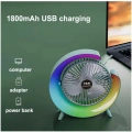 Masaüstü Vantilatör Usb Şarjlı Rgb Led Işıklı 3 Kademeli 180° Ayarlanabilir Soğutucu Fan Mavi