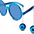ÇOK SATAN Mavi Renk Disko Toplu Küpeli Parlak Yılbaşı Parti Gözlüğü