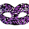ÇOK SATAN Mor Renk Arkadan Lastikli Pul Payet İşlemeli Balo After Parti Maskesi