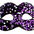 ÇOK SATAN Mor Renk Arkadan Lastikli Pul Payet İşlemeli Balo After Parti Maskesi