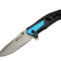 ÇOK SATAN Mtech 4193 Mavi Kamp Çakı 21cm - Yarı Otomatik, Kemerlikli, Testere Detaylı, Desenli Sap