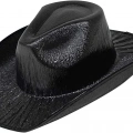 ÇOK SATAN Neon Hologramlı Kovboy Model Parti Şapkası Siyah Yetişkin 39X36X14 cm