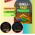 Neon Işıklı 7 Renk Işık Boyama Kalemli Led Resim Panosu Boyama Tahtası Kalemleri 20 X 20