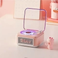 ÇOK SATAN Nostalji Mini Plak Görünümlü Radyolu Bluetooth Hoparlör 3d Ses Dalgası Retro Müzik Plak Pembe