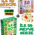ÇOK SATAN Oyuncak Minik Bebeğimin İlk 50 Sözcük Kartları ve İlk 50 Meyve Sebze Kartları Flash Kart Set 2li