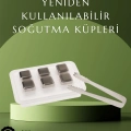 ÇOK SATAN Paslanmaz Çelikten Üretilmiş Metal Buz Küpü Seti ve Buz Klipsi