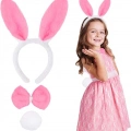 ÇOK SATAN Pembe Tavşan Kostüm Seti – Taç, Papyon, Ponpon (12’li Paket)