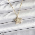 Pirinç Gold Renk Zincirli Yıldızlı Model Kadın Kolye