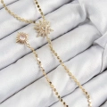 ÇOK SATAN Pirinç Zirkon Taşlı Ezme Zincirli Kutup Yıldızı Model Gold Renk Y Kolye