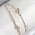 ÇOK SATAN Pirinç Zirkon Taşlı Kalp Model Gold Renk Kadın Bileklik
