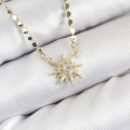 ÇOK SATAN Pirinç Zirkon Taşlı Kutup Yıldızı Model Ezme Zincir Gold Renk Kadın Kolye