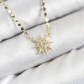 Pirinç Zirkon Taşlı Kutup Yıldızı Model Ezme Zincir Gold Renk Kadın Kolye