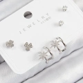 ÇOK SATAN Pirinç Zirkon Taşlı Kutup Yıldızı Model Gümüş Renk 925 Ayar Gümüş Çivi Kadın Küpe Set