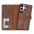 ÇOK SATAN Samsung Galaxy S25 Ultra uyumlu, Hakiki Deri, El Yapımı, Cüzdanlı Kılıf, Antik Kahve