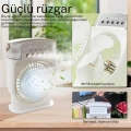 Şarjlı 600 Ml Su Hazneli Taşınabilir Masaüstü Vanilatör Güçlü Fan Ve 2000 Mah Pil Yeşil