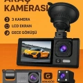 ÇOK SATAN Siyah 1080p Araç içi 3 Kameralı Lcd Ekranlı Gece Görüşlü , G-sensör , Geri Görüş Kamera