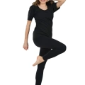 ÇOK SATAN Siyah Kadın Yarım Kollu Termal Sauna Atlet Tayt Takım - 746