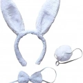 ÇOK SATAN Tavşan Kostüm Seti Taç Papyon Kuyruk Beyaz Renk