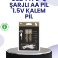 ÇOK SATAN Type-C USB ile Hızlı Şarj Edilebilir AA Kalem Pil | 1.5V Lityum | Çiftli Paket
