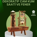 ÇOK SATAN Vintage Kum Saati + Deniz Feneri Modeli – Ahşap Gövdeli Masa Üstü Dekor