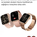 ÇOK SATAN Yeni Nesil 3 Kordonlu Kadın Akıllı Saat Spor Ve Sağlık Sensörlü Watch 9 Series Tasarım Saat Pembe
