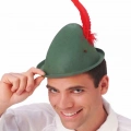 ÇOK SATAN Yeşil Renk Kırmızı Tüylü Peter Pan Şapkası Robin Hood Şapkası 24X23 cm