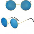 ÇOK SATAN Yuvarlak Cam John Lennon Tarzı Gold Çerçeveli Mavi Gözlük