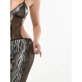 ÇOK SATAN Zebra Desenli Lame Vücut Çorabı-490