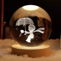 Dekoratif Küçük Prens Tasarımlı Ahşap Altlıklı Işıklı Cam Küre Büyük Boy Cam:8cm Ahşap:2cm