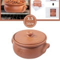 El Yapımı Toprak Kapaklı Güveç Tencere, Küçük Boy Astarlı 3,5 Litre (ÖZEL KIRILMAZ KUTUSUNDA)