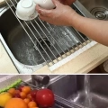 Evye Üstü Katlanır Nihale Paslanmaz Çelik Pratik Sebze Meyve Bulaşık Kurutma Süzgeci