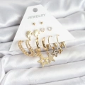 Gold Renk Yıldızlı Set 6 Çift Kadın Küpe Seti