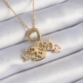 316L Çelik Gold Renk Zirkon Taş Detay Çocuk Figür Charm Model Kadın Kolye