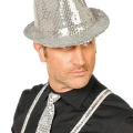 Gümüş Payetli Fötr Şapka Yetişkin Boy