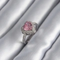 Gümüş Renk Pembe Zirkon Taşlı Charm Kalp Model Kadın Yüzük