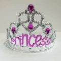 Gümüş Renk Prenses Yazılı Parti Tacı 60 Cm
