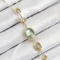 Pirinç Zincir Yeşil Gold Renk Zirkon Taşlı Y Kolye