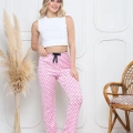 Kadife pijama altı pembe üzerine siyah pontiye desenli q7013