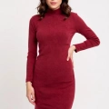 Kadın Bordo Kaşkorse Balıkçı Yaka Uzun Kollu Bodycon Mini Elbise – Şık, Rahat ve 4 Mevsim