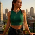 Kadın Yeşil Kare Yaka Crop Top Bluz – Şık, Rahat ve Kolay Kombinlenebilir