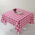 Kareli Saçaklı Kırmızı Masa/piknik/sofra Örtüsü 165x170 Cm
